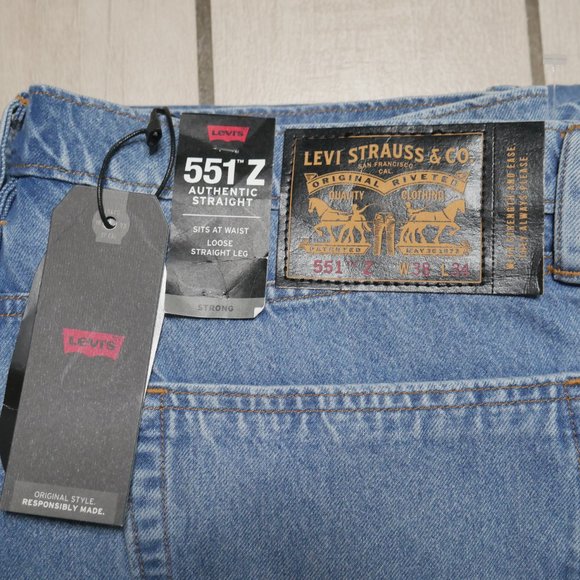 Levis 551 Z Authentic Skate Loose Straight Leg Fit Stretch Jeans Mens Size 38x34 - Picture 7 of 10